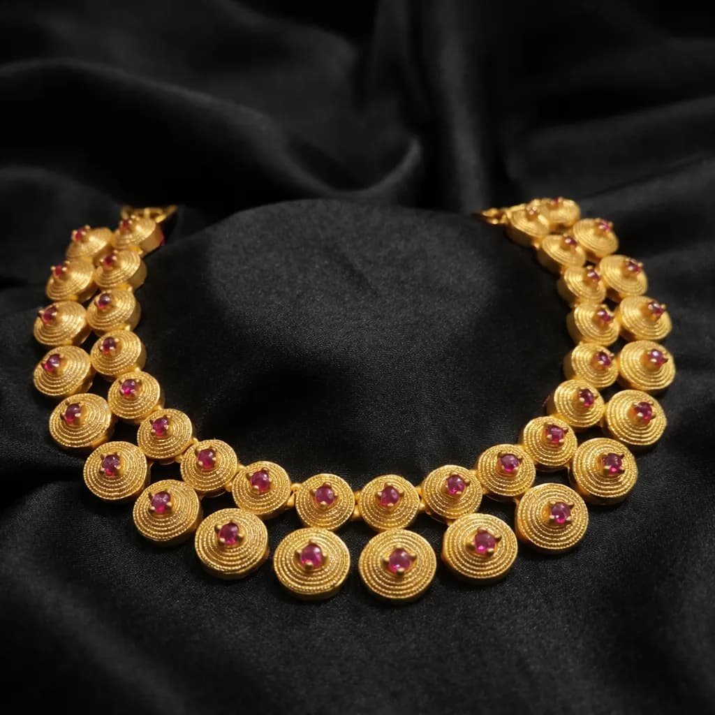 Traditional Gold-Plated Designer Necklace Set with Earrings for Women thumbnail 2