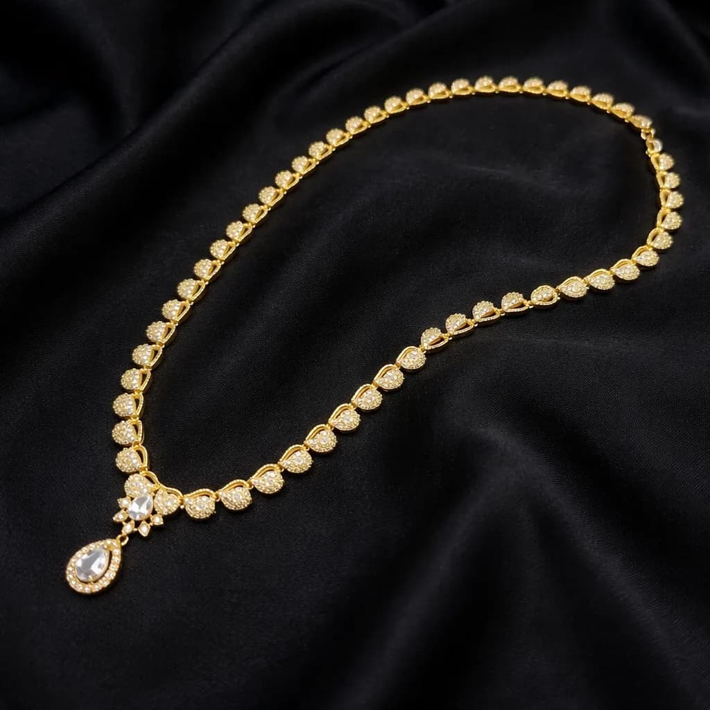 Traditional Gold-Plated Designer Necklace Set with Earrings for Women thumbnail 6