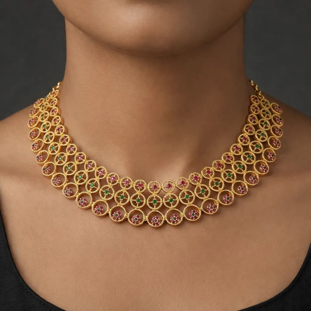 Traditional One Gram Gold-Plated Designer Necklace for Women